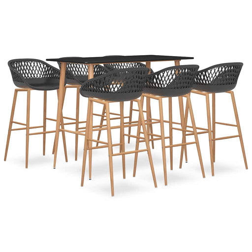 Set mobilier de bar, 7 piese, negru și gri - WALTI WALTI