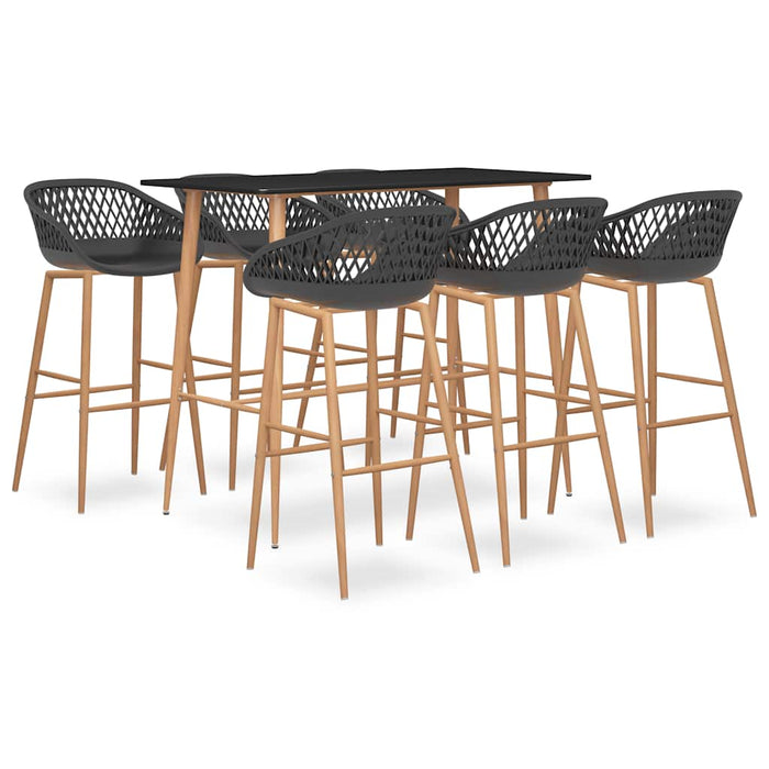 Set mobilier de bar, 7 piese, negru și gri - WALTI WALTI