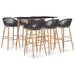 Set mobilier de bar, 7 piese, negru și gri - WALTI WALTI