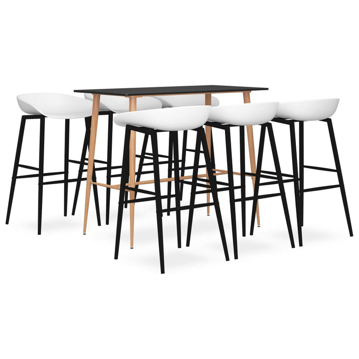 Set mobilier de bar, 7 piese, negru și alb - WALTI WALTI