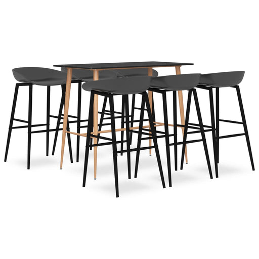 Set mobilier de bar, 7 piese, negru și gri - WALTI WALTI