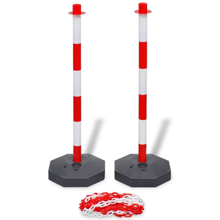 Set 4 stâlpi de blocare & 2 lanțuri de plastic, 10 m - WALTI WALTI