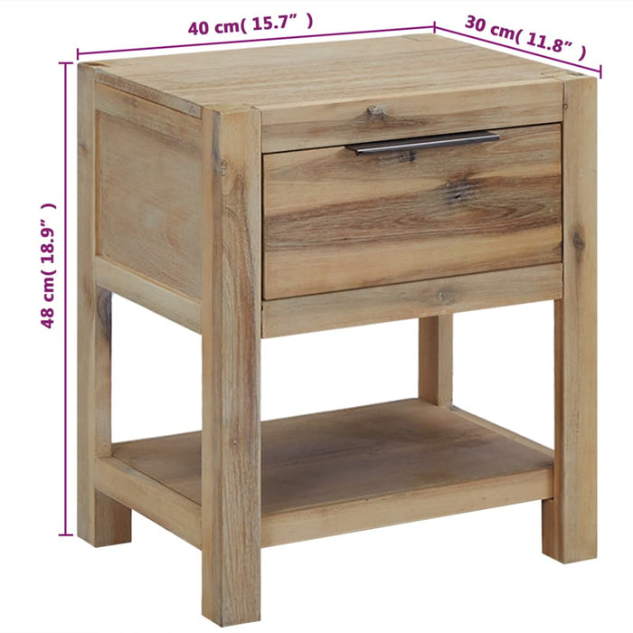 Noptiere cu sertare, 2 buc., 40x30x48 cm, lemn masiv de acacia WALTI