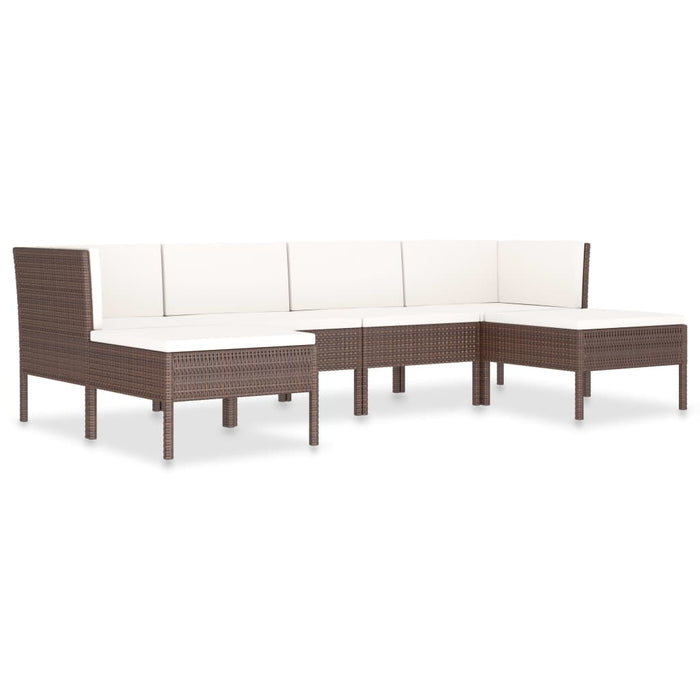 Set mobilier de grădină cu perne, 6 piese, maro, poliratan WALTI
