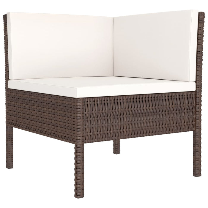 Set mobilier de grădină cu perne, 6 piese, maro, poliratan WALTI
