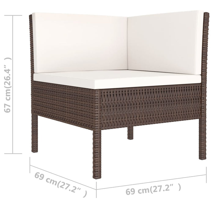 Set mobilier de grădină cu perne, 6 piese, maro, poliratan WALTI