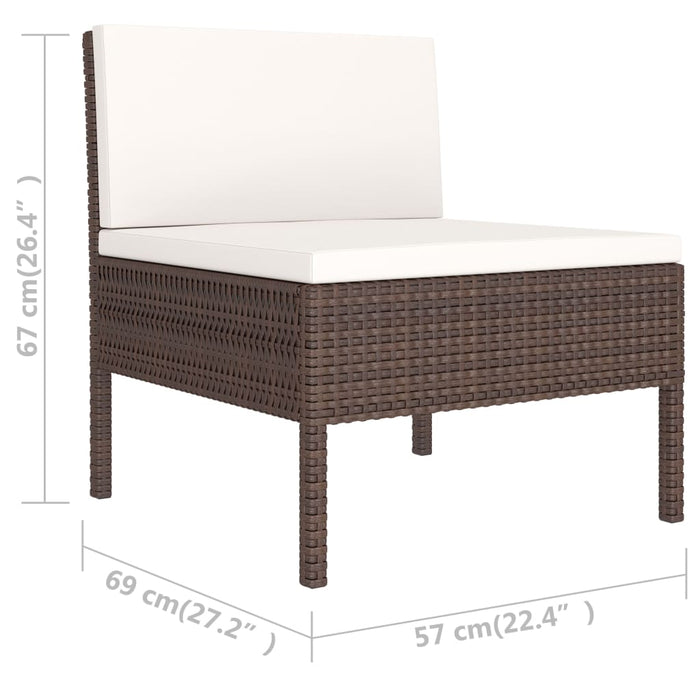 Set mobilier de grădină cu perne, 6 piese, maro, poliratan WALTI