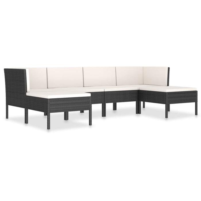 Set mobilier de grădină cu perne, 6 piese, negru, poliratan - WALTI WALTI