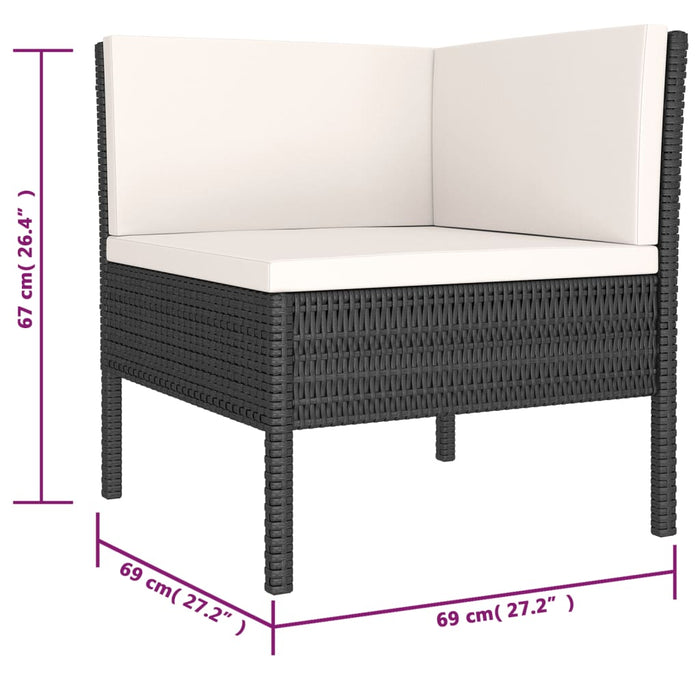 Set mobilier de grădină cu perne, 6 piese, negru, poliratan - WALTI WALTI