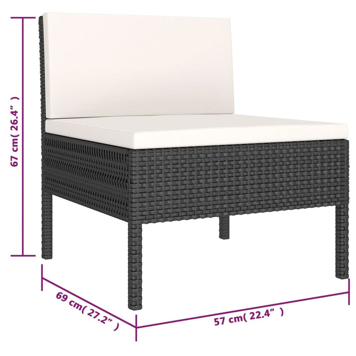 Set mobilier de grădină cu perne, 6 piese, negru, poliratan - WALTI WALTI