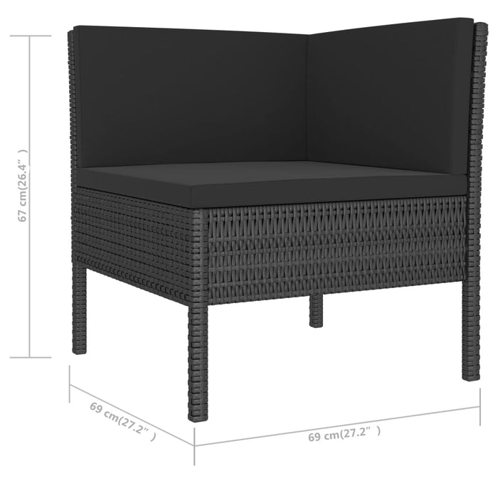 Set mobilier de grădină cu perne, 6 piese, negru, poliratan - WALTI WALTI