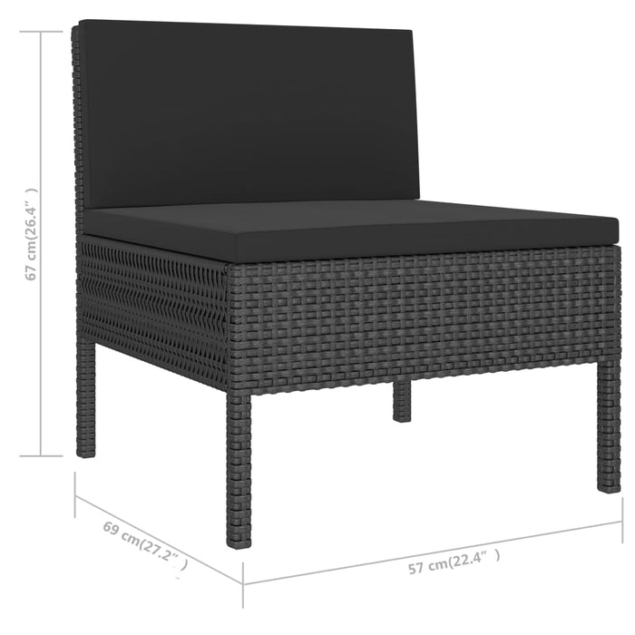 Set mobilier de grădină cu perne, 6 piese, negru, poliratan - WALTI WALTI