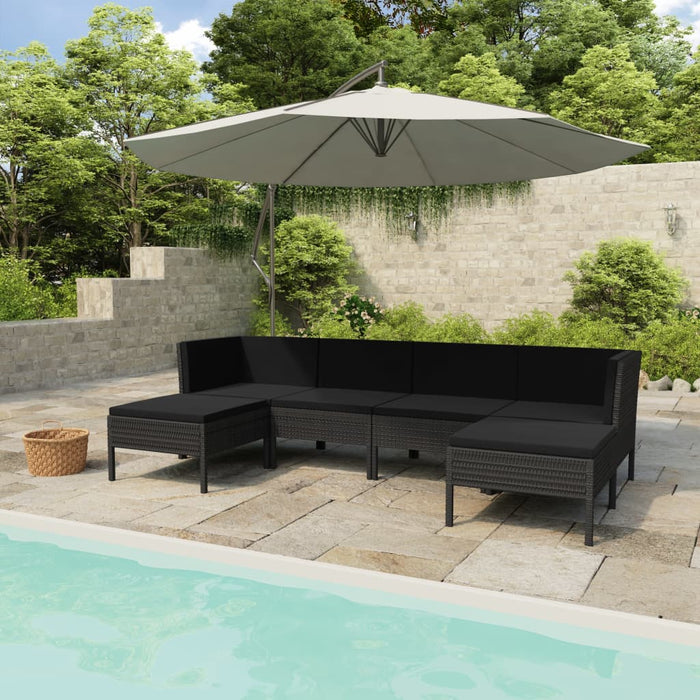 Set mobilier de grădină cu perne, 6 piese, negru, poliratan - WALTI WALTI