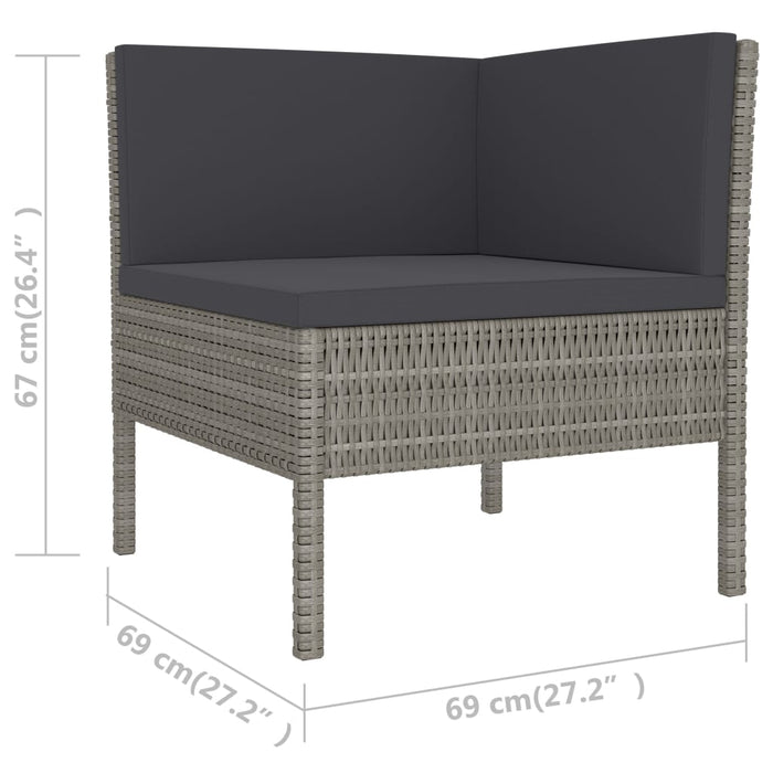 Set mobilier de grădină cu perne, 6 piese, gri, poliratan WALTI
