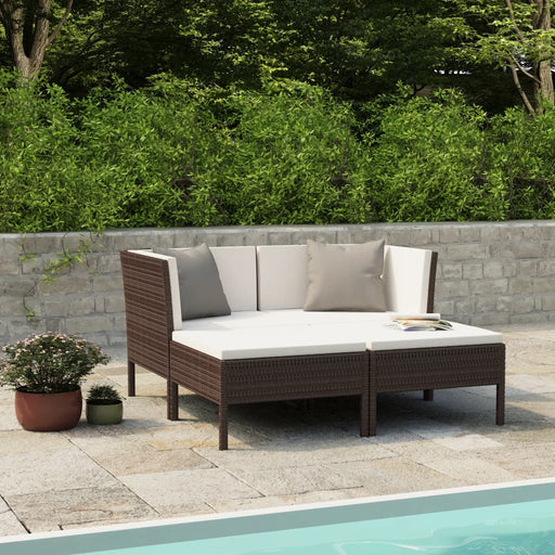 Set mobilier de grădină cu perne, 4 piese, maro, poliratan - WALTI WALTI