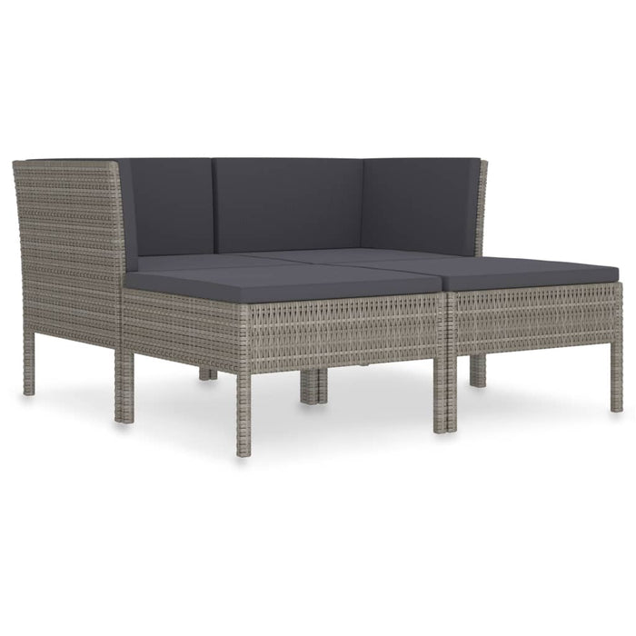 Set mobilier de grădină cu perne, 4 piese, poliratan, gri WALTI