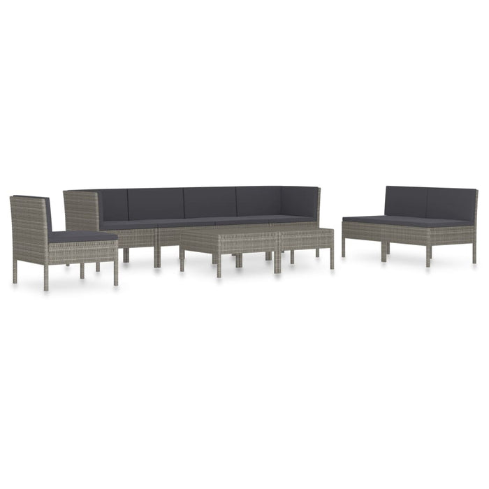 Set mobilier de grădină cu perne, 9 piese, gri, poliratan WALTI