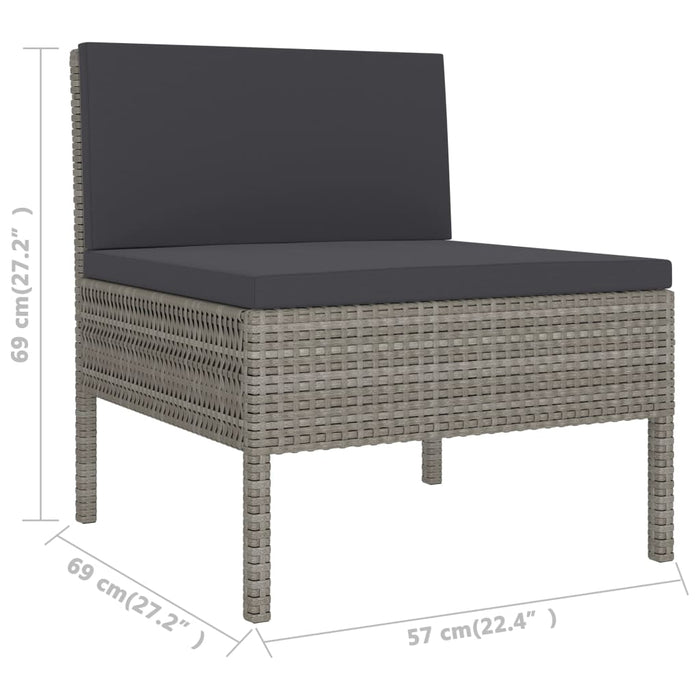 Set mobilier de grădină cu perne, 9 piese, gri, poliratan WALTI