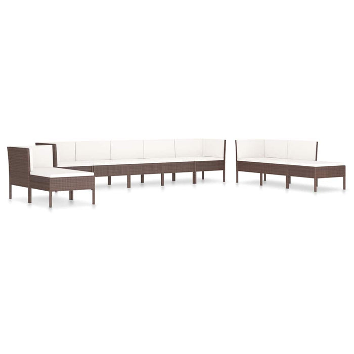 Set mobilier de grădină cu perne, 10 piese, maro, poliratan WALTI