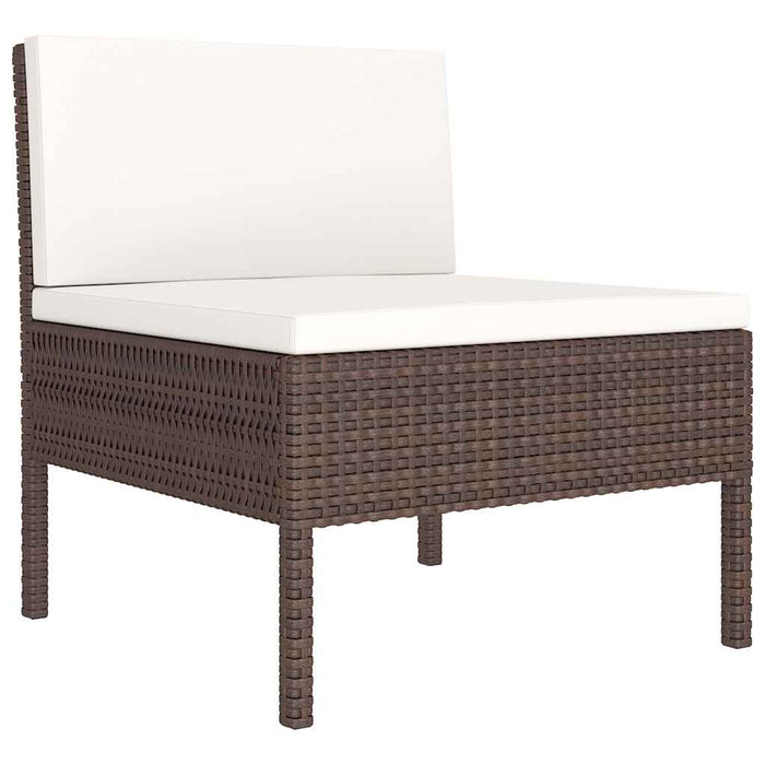 Set mobilier de grădină cu perne, 10 piese, maro, poliratan WALTI
