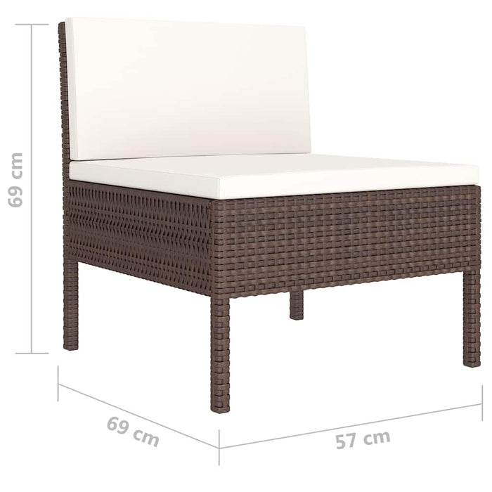 Set mobilier de grădină cu perne, 10 piese, maro, poliratan WALTI