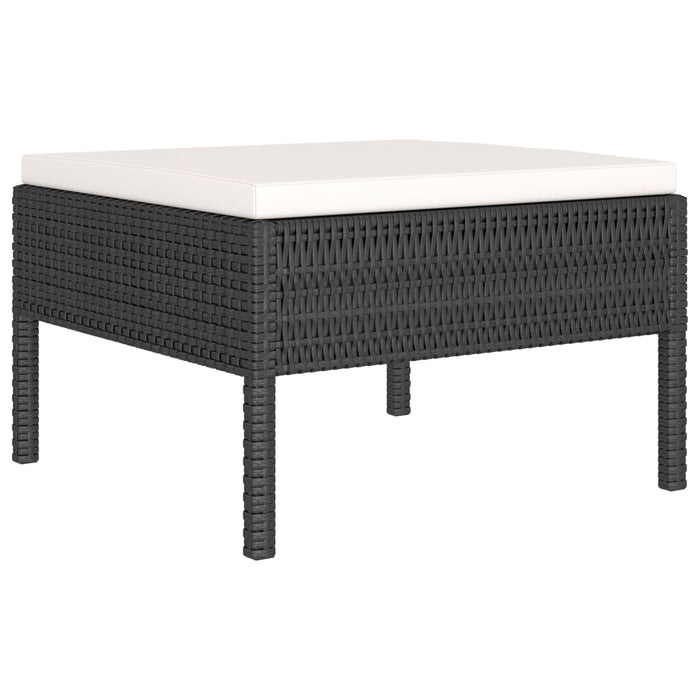Set mobilier de grădină cu perne, 10 piese, negru, poliratan WALTI