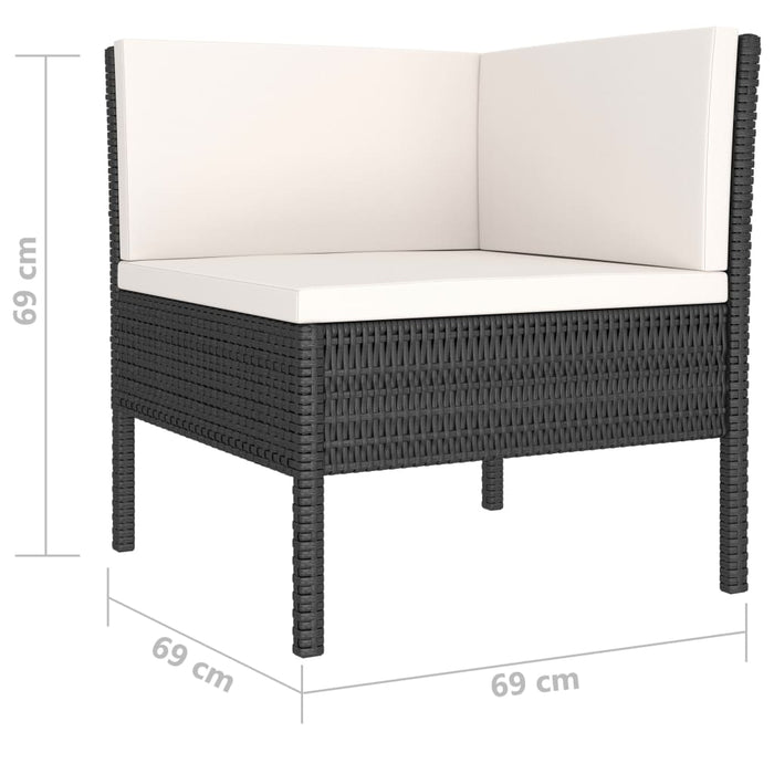 Set mobilier de grădină cu perne, 10 piese, negru, poliratan WALTI
