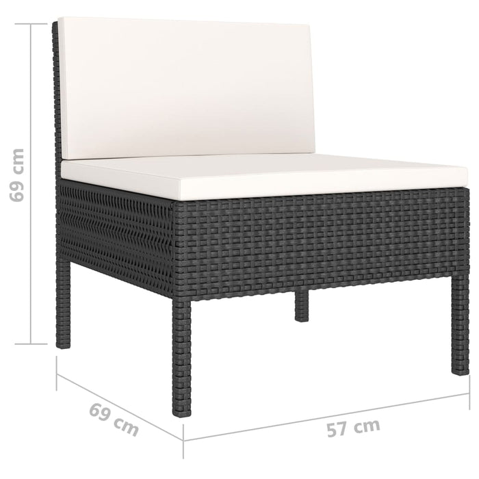 Set mobilier de grădină cu perne, 10 piese, negru, poliratan WALTI