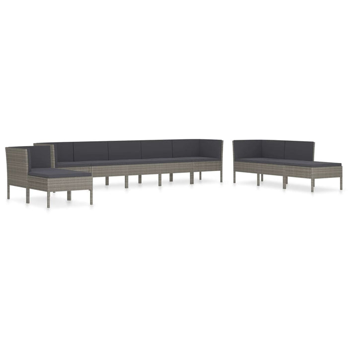 Set mobilier de grădină cu perne, 10 piese, gri, poliratan - WALTI WALTI