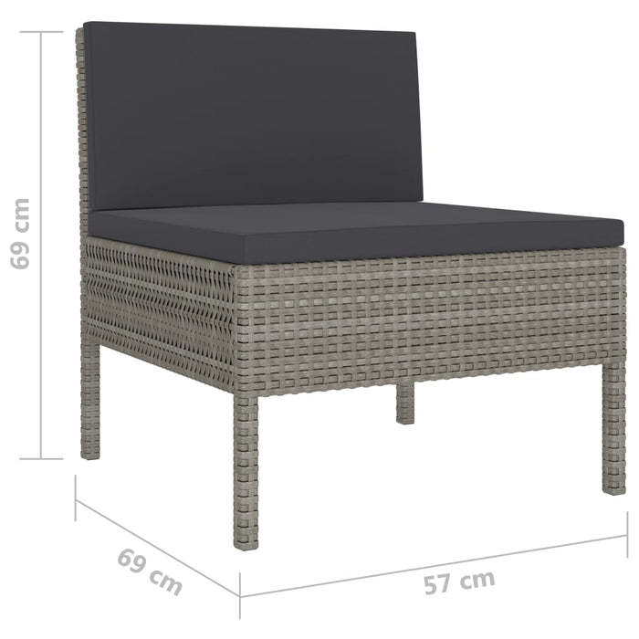 Set mobilier de grădină cu perne, 10 piese, gri, poliratan - WALTI WALTI