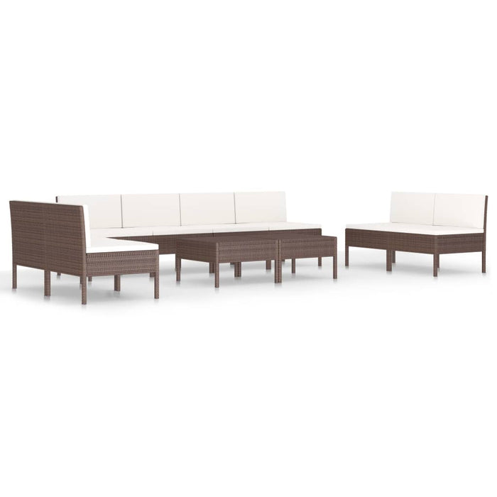 Set mobilier de grădină cu perne, 10 piese, maro, poliratan WALTI
