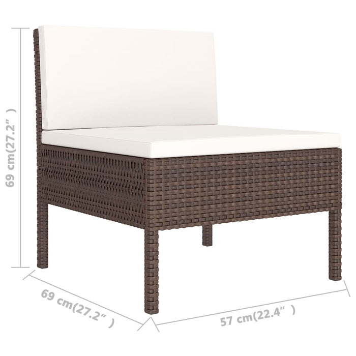 Set mobilier de grădină cu perne, 6 piese, maro, poliratan - WALTI WALTI