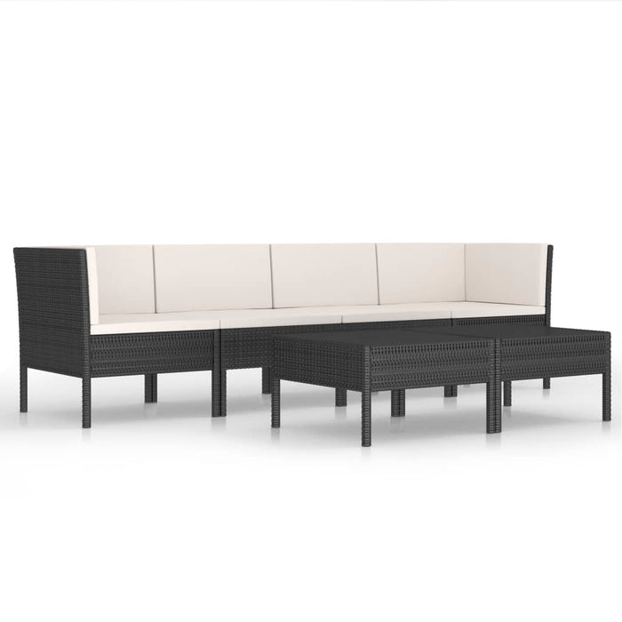 Set mobilier de grădină cu perne, 6 piese, negru, poliratan - WALTI WALTI
