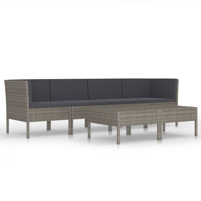 Set mobilier de grădină cu perne, 6 piese, gri, poliratan WALTI