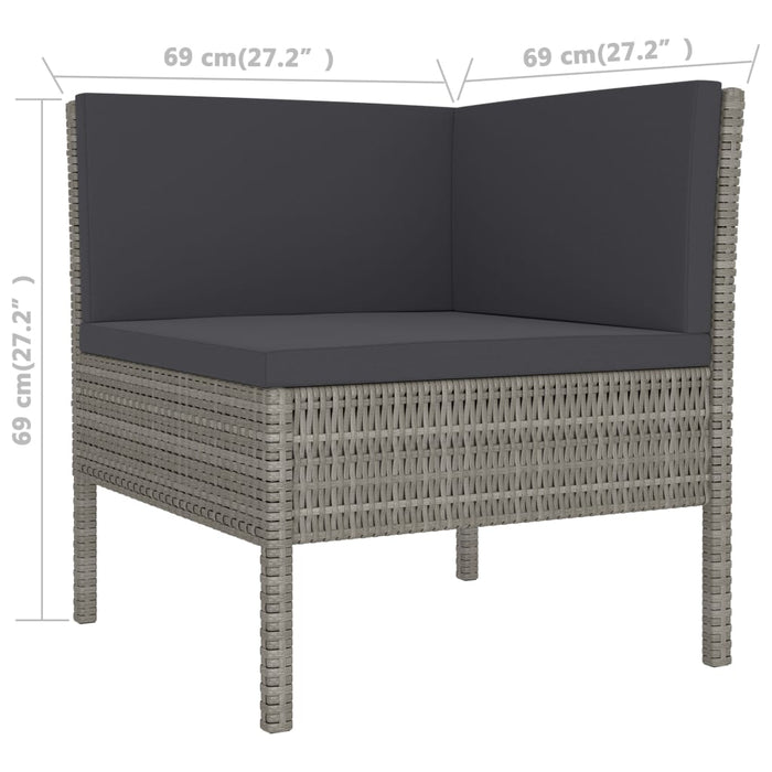 Set mobilier de grădină cu perne, 6 piese, gri, poliratan WALTI