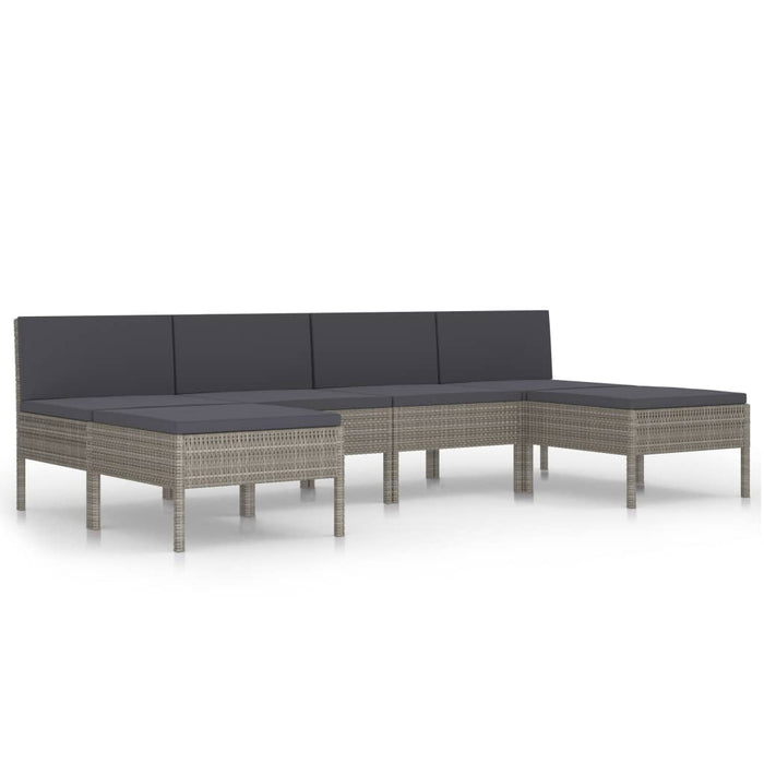 Set mobilier de grădină cu perne, 6 piese, gri, poliratan WALTI