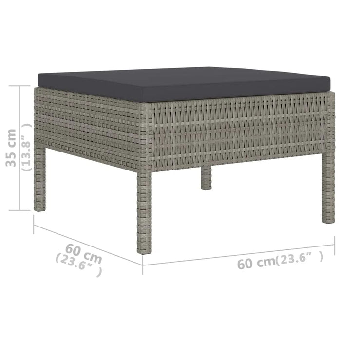 Set mobilier de grădină cu perne, 6 piese, gri, poliratan WALTI