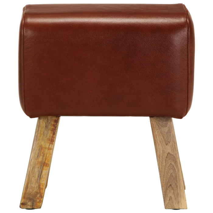 Bancă Bok gimnastică maro 38 cm piele naturală/lemn masiv mango - WALTI WALTI