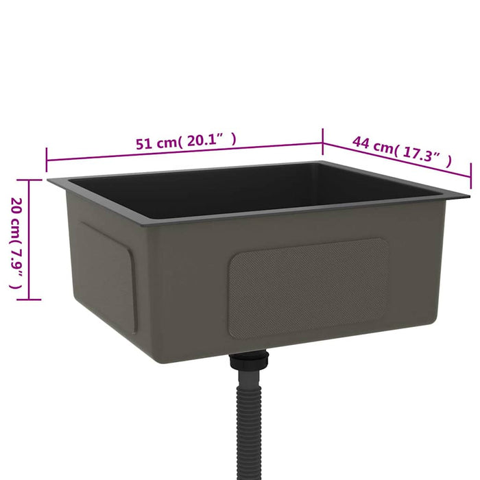Chiuvetă de bucătărie lucrată manual, negru, oțel inoxidabil - WALTI WALTI