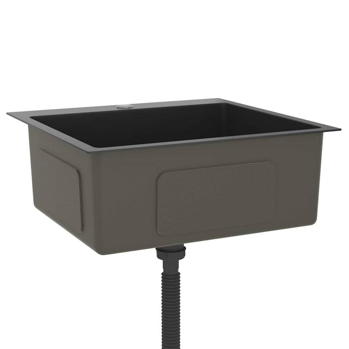 Chiuvetă de bucătărie lucrată manual, negru, oțel inoxidabil - WALTI WALTI