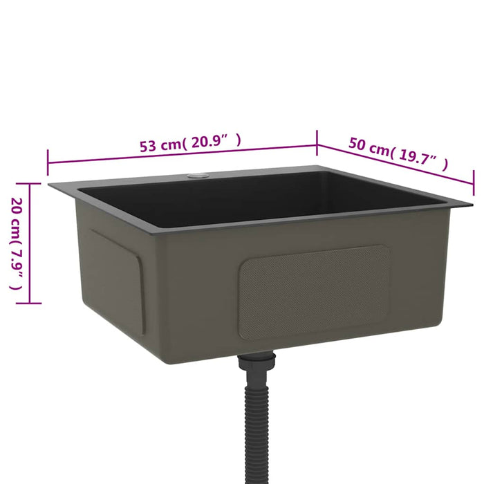 Chiuvetă de bucătărie lucrată manual, negru, oțel inoxidabil - WALTI WALTI