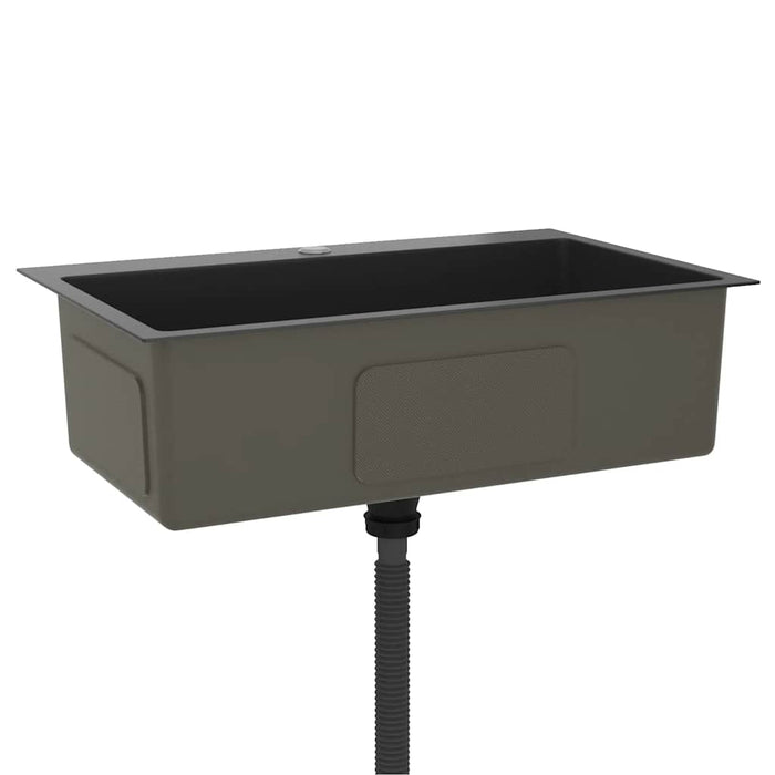 Chiuvetă de bucătărie lucrată manual, negru, oțel inoxidabil - WALTI WALTI