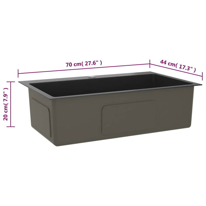 Chiuvetă de bucătărie lucrată manual, negru, oțel inoxidabil - WALTI WALTI