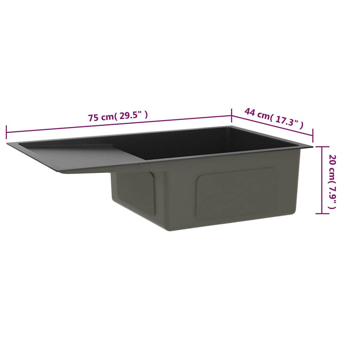 Chiuvetă de bucătărie lucrată manual, negru, oțel inoxidabil - WALTI WALTI