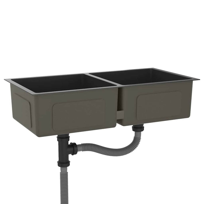 Chiuvetă de bucătărie lucrată manual, negru, oțel inoxidabil - WALTI WALTI