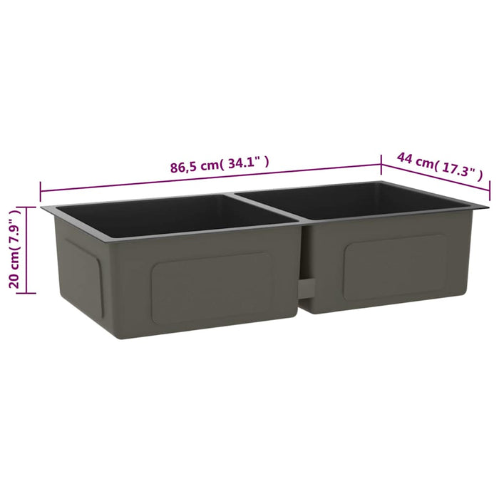 Chiuvetă de bucătărie lucrată manual, negru, oțel inoxidabil - WALTI WALTI