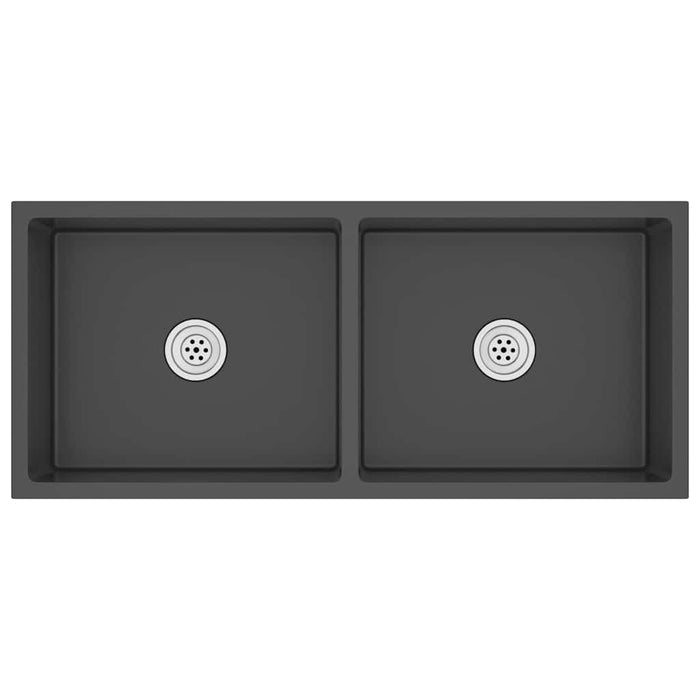 Chiuvetă de bucătărie lucrată manual, negru, oțel inoxidabil - WALTI WALTI