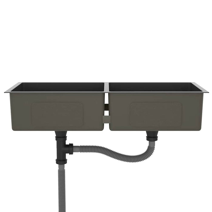 Chiuvetă de bucătărie lucrată manual, negru, oțel inoxidabil - WALTI WALTI