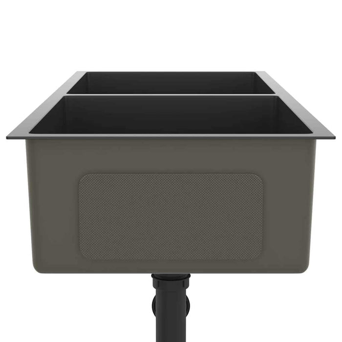 Chiuvetă de bucătărie lucrată manual, negru, oțel inoxidabil - WALTI WALTI