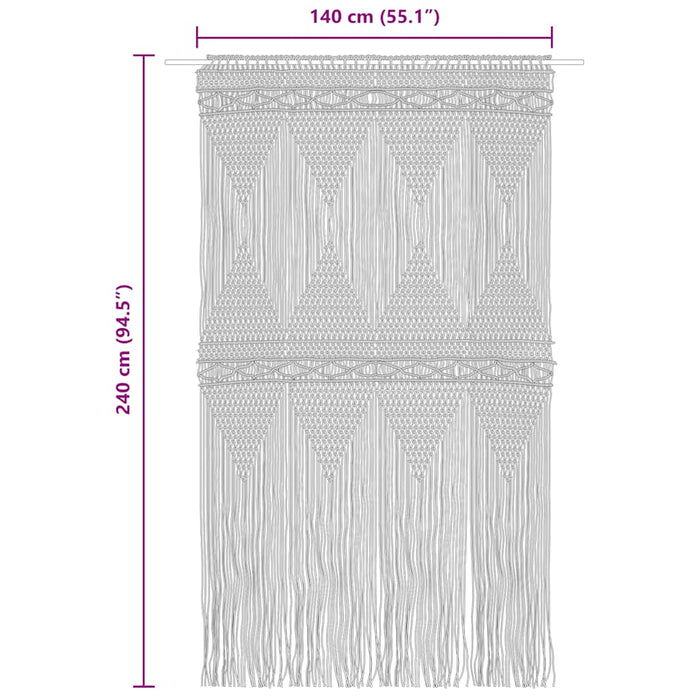 Perdea macrame, gri taupe,140 x 240 cm, bumbac - WALTI WALTI